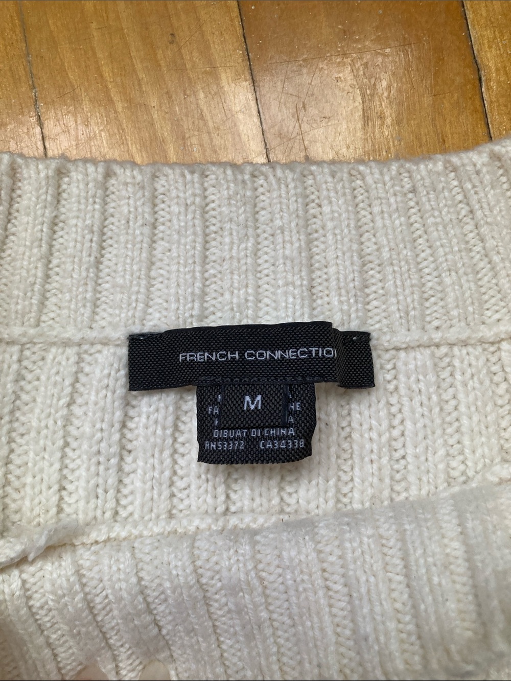 French Connection Cream Cable-Front Ribbed Crew Sweater - Picture 2 of 7